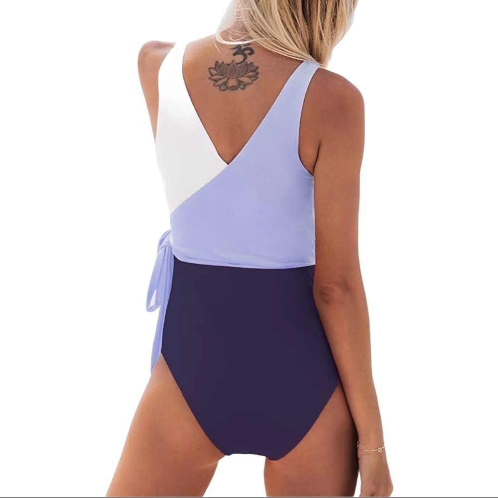 Cupshe NEW Swimsuit Wrap Colorblock Tie Side - Picture 3 of 6